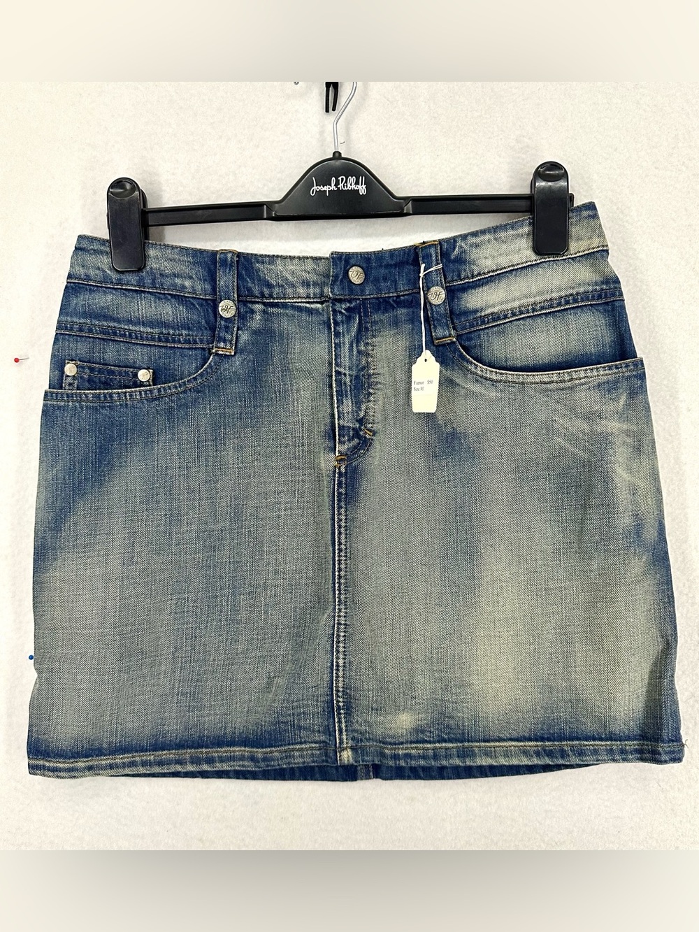 Orna Farho Y2K Denim Mini Skirt Distressed Faded Wash Women’s Size M